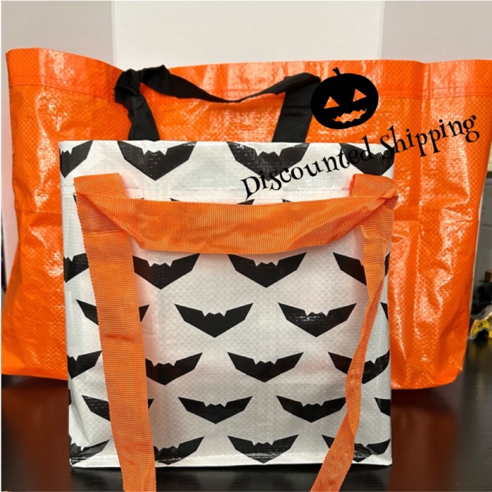 IKEA tote bundle 1 large orange & 1 small B&W ship discount